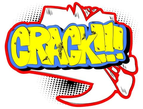 Crack - Comics word. Vector retro abstract comic book speech bubble, wording  Stock Illustration