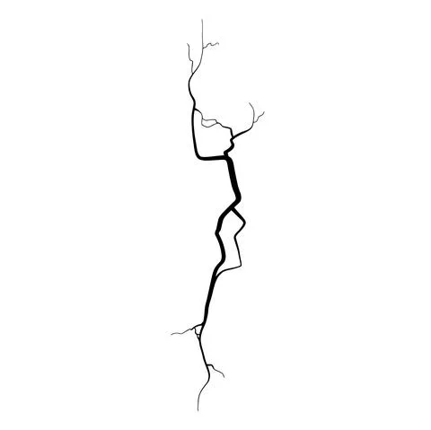Crack on concrete or ground due to aging or drought. Fissure isolated in white Stock Illustration