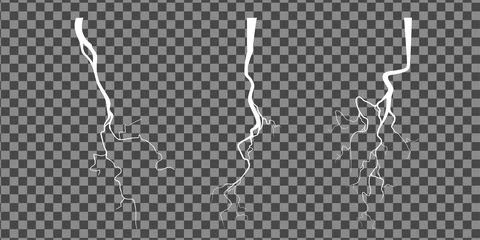 Crack on concrete or ground due to aging or drought. Set of fissures isolated in Stock Illustration