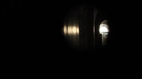 The crack in the dark corridor where glimpses of silhouettes Stock Footage 51851298