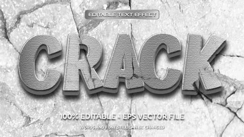Crack editable text effect with natural stone background Stock Illustration