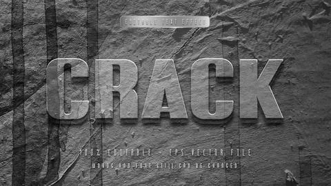 Crack editable text effect with natural wall background Stock Illustration