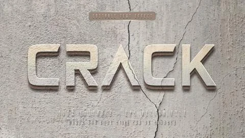 Crack editable text effect with natural wall background Stock Illustration