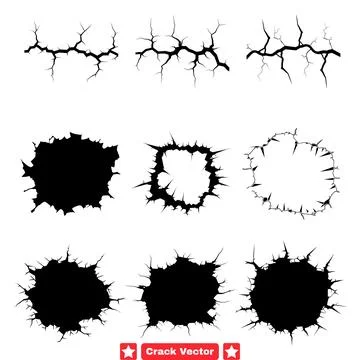 Crack Effect Silhouette Collection Captivating Visual Elements for Designers 스톡 일러스트