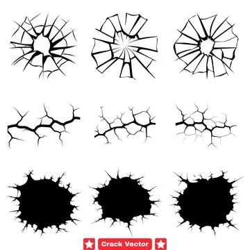 Crack Effect Vector Illustrations Transform Your Designs with Unique Textures Stock Illustration