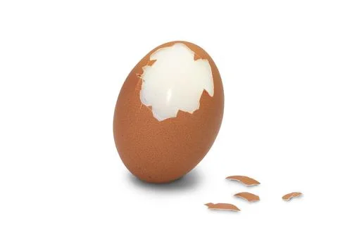 Crack egg on white background,clipping path Stock Photos