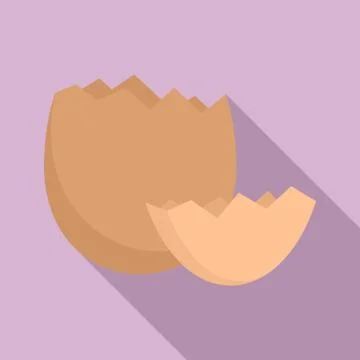Crack eggshell icon, flat style Stock Illustration