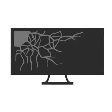 Crack in Flat Television. Broken Modern TV Stock Illustration
