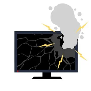 Crack in Flat Television. Broken Modern TV Stock Illustration