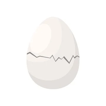 Crack in fragile shell of oval hens egg breaks into sections Stock Illustration