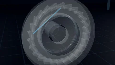 Crack front spreading down into a transparent ventilated brake disc friction Stock Footage 344646737