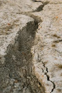 A crack in the ground. Stock Photos