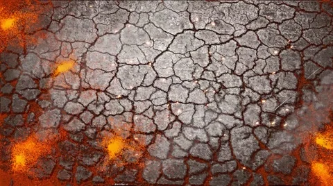 Crack grunge ground volcano eruption larva and flame heat background texture Видео 60005352