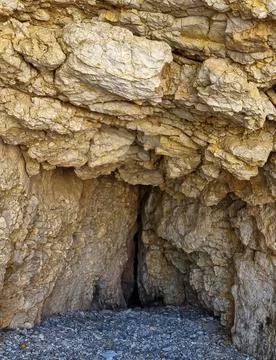 A crack into Hell in the rock in Greece Foto stock
