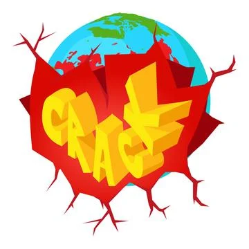 Crack icon isometric vector. Globe earth planet and crack speech bubble icon Stock Illustration