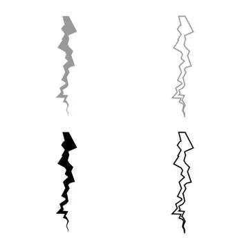 Crack icon set grey black color Stock Illustration