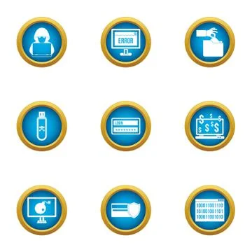 Crack icons set, flat style Stockillustratie