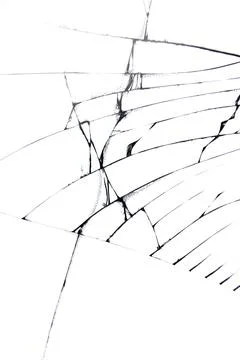 Crack lines of a broken smartphone screen, texture on a white background. Stock Illustration