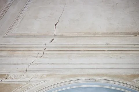 Crack on an old wall and ceiling Stock Photos