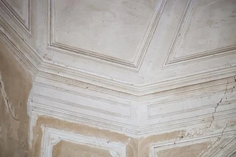 Crack on an old wall and ceiling Stock Photos