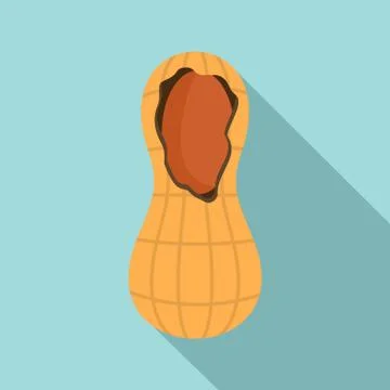 Crack peanut icon, flat style Stock Illustration