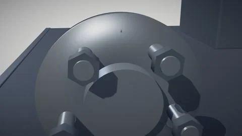Crack running out of a wheel stud hole across the flange of a turning hub 스톡 동영상 344645660