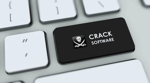 Crack Software button on computer keyboard. Key is pressed Stock Footage 35646394