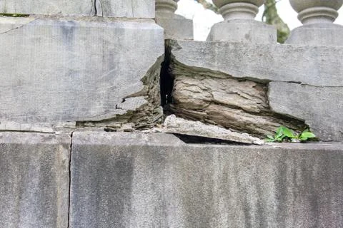 A Crack in a Stone Facade Stock Photos