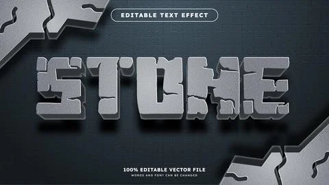 Crack stone text effect editable rock and cracked text style Illustrazione stock