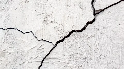 Crack in a structure, building, wall. Damaged, cracked concrete, plaster Stock-Footage 278619581