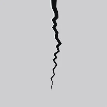 Crack in surface. Rift in earth. Realistic fracture in wall. Stock Illustration