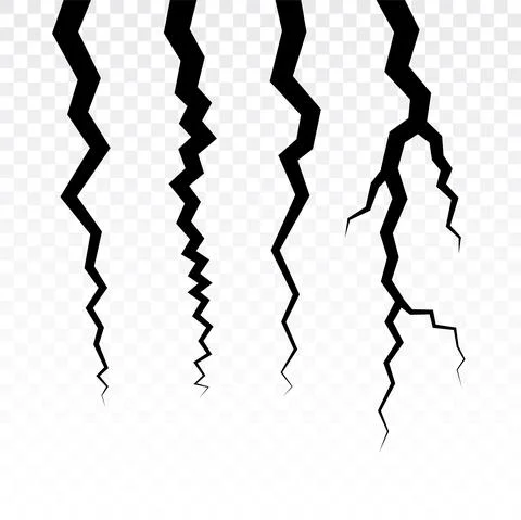 Crack vector wall line effect. Ground broken cracked wall earthquake isolated Stock Illustration