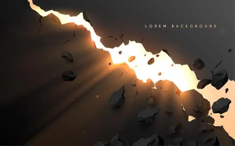 Crack wall hole with light effect Stock Illustration