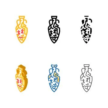Cracked amphora color icon vector mix Stock Illustration