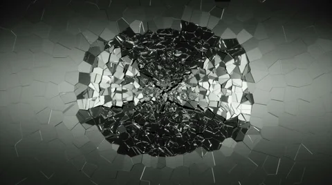 Cracked and broken Glass slow motion. Alpha matte Stock Footage