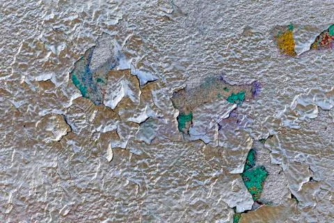 Cracked and peeling silver sprayed paint Stock Photos