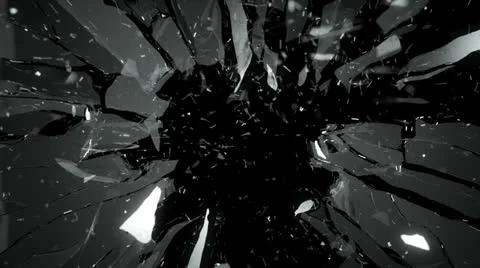 Cracked and Shattered black glass with slow motion. Alpha is included Stock Footage