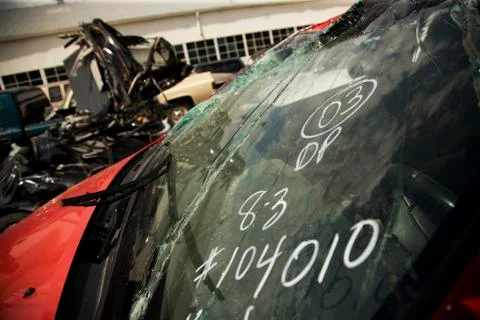 Cracked auto windshield Stock Photos