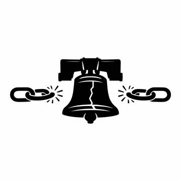 Cracked Bell with Broken Chains Vector Icon on a Plain White Background Illustration
