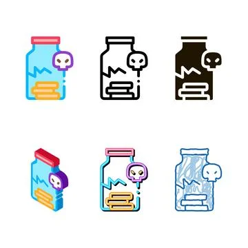 Cracked bottle of pills icon vector diversity outline Stock Illustration