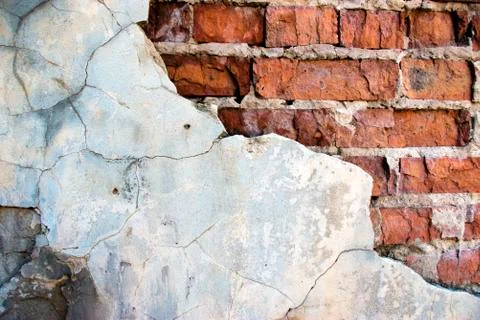 Cracked brick wall Foto stock
