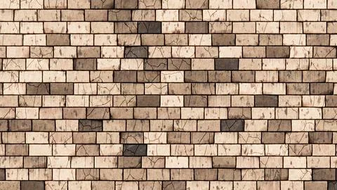 Cracked Brown Brick Wall Texture with Weathered Multicolored Bricks. 3D Illustrazione stock