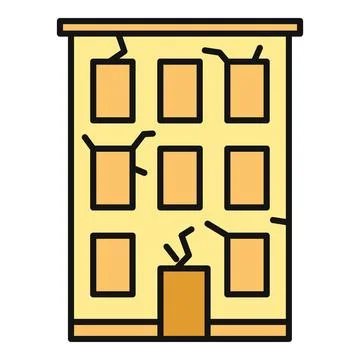 Cracked building showing structural damage after disaster event Stock Illustration