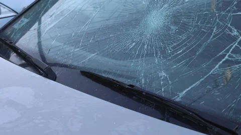 Cracked Car Windshield Video stock 168368414