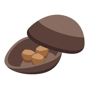 Cracked chocolate egg icon isometric vector. Easter surprise Stock Illustration