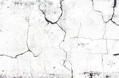 Cracked concrete old while wall background Stock Photos