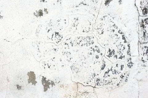 Cracked concrete old while wall background Stock Photos
