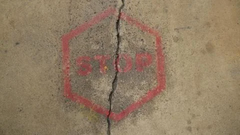 Cracked Concrete Stop Sign Stock Photos