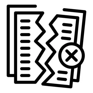Cracked document icon outline vector. Fail alarm Stock Illustration