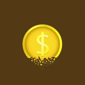 Cracked Dollar coin Stock Illustration